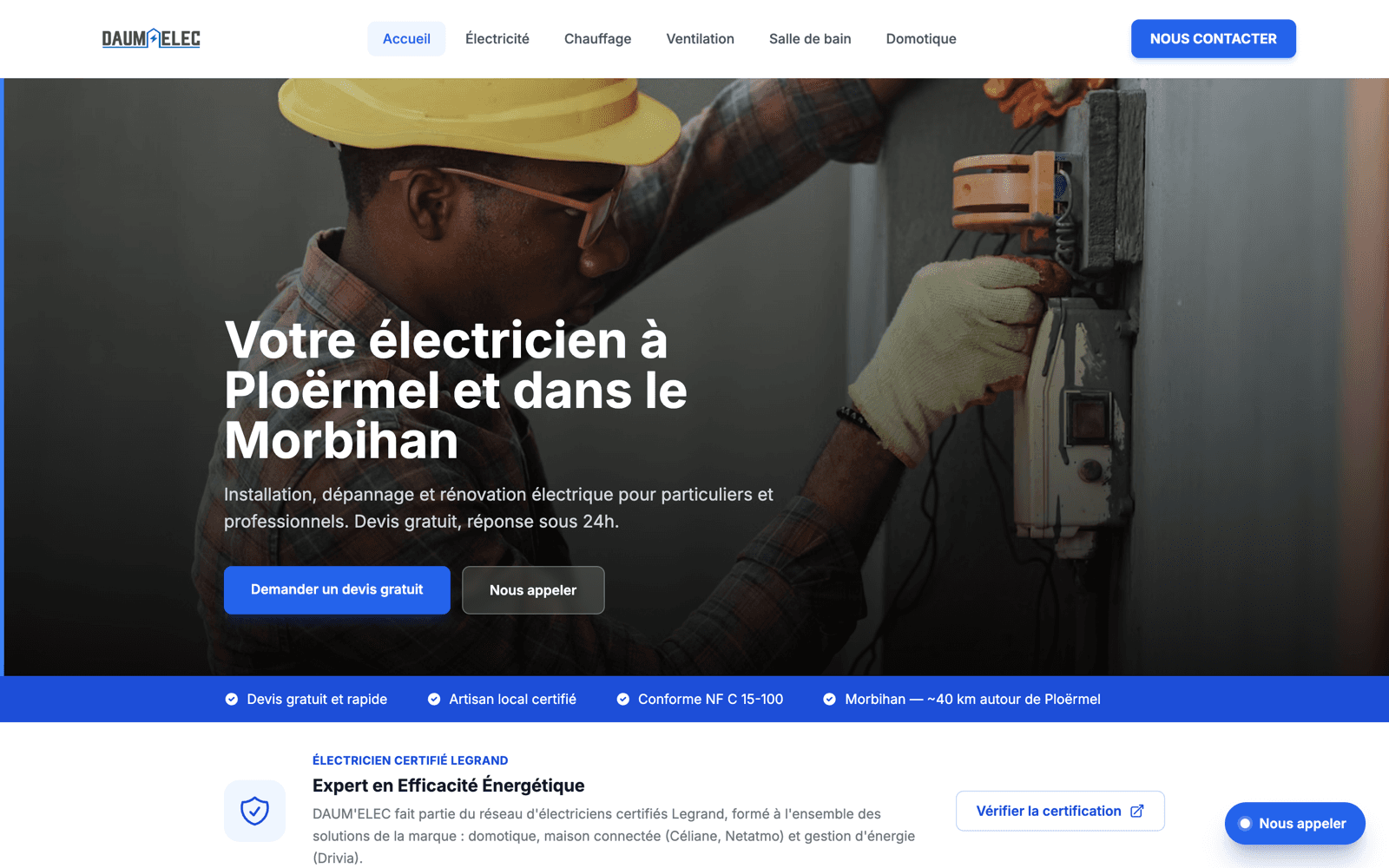 Site internet réalisé pour DAUM'ELEC
