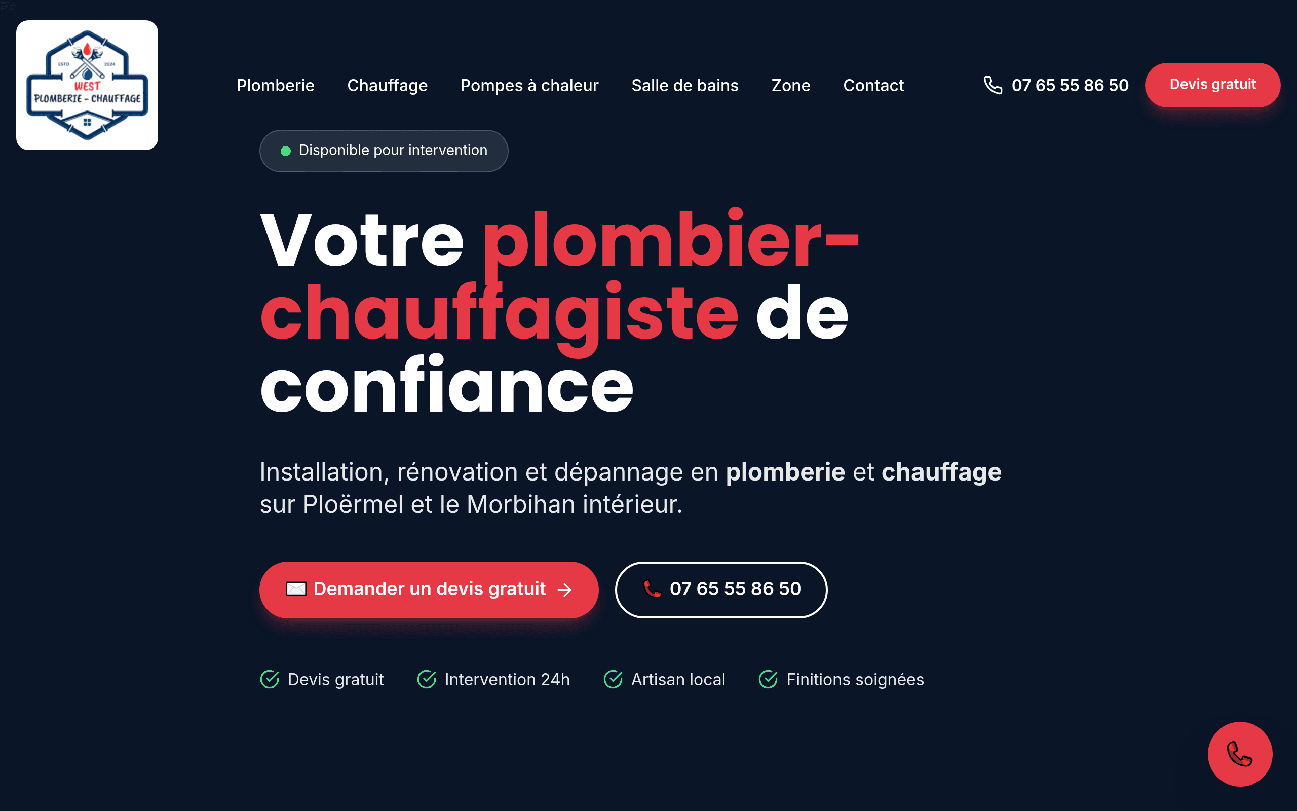 West Plomberie Chauffage - site généré par 7monsite.fr