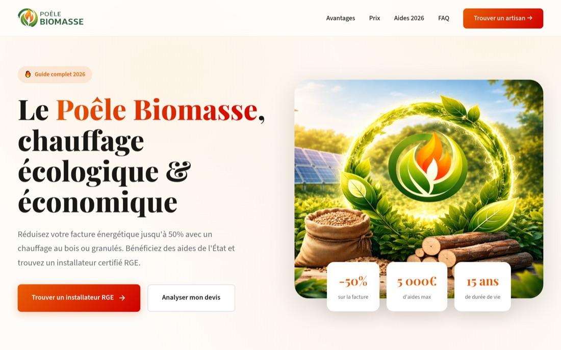 Capture du site poele-biomasse.fr