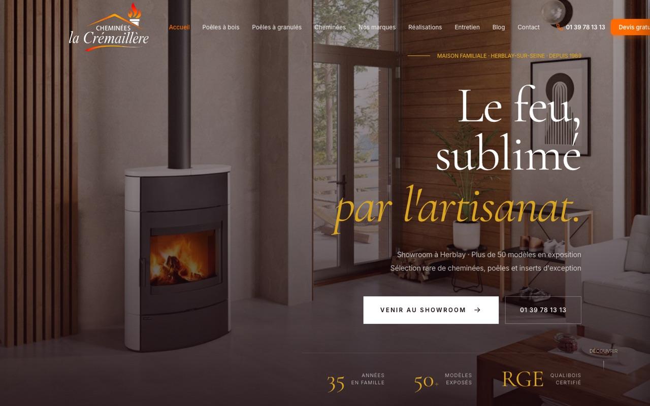 Site sur-mesure réalisé pour Cheminées La Crémaillère