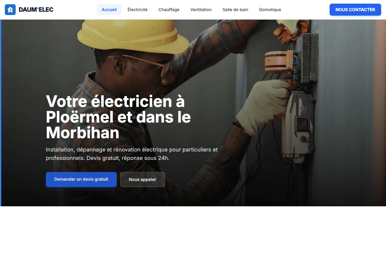 Site sur-mesure réalisé pour Daum'Elec